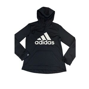 Kids Adidas Black Long Sleeve Hooded Pullover Sweatshirt‎ Aeroready Size S